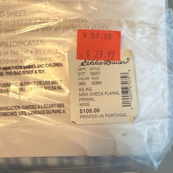 Eddie Bauer Blue Flannel Sheet Set - Picture 6 of 7